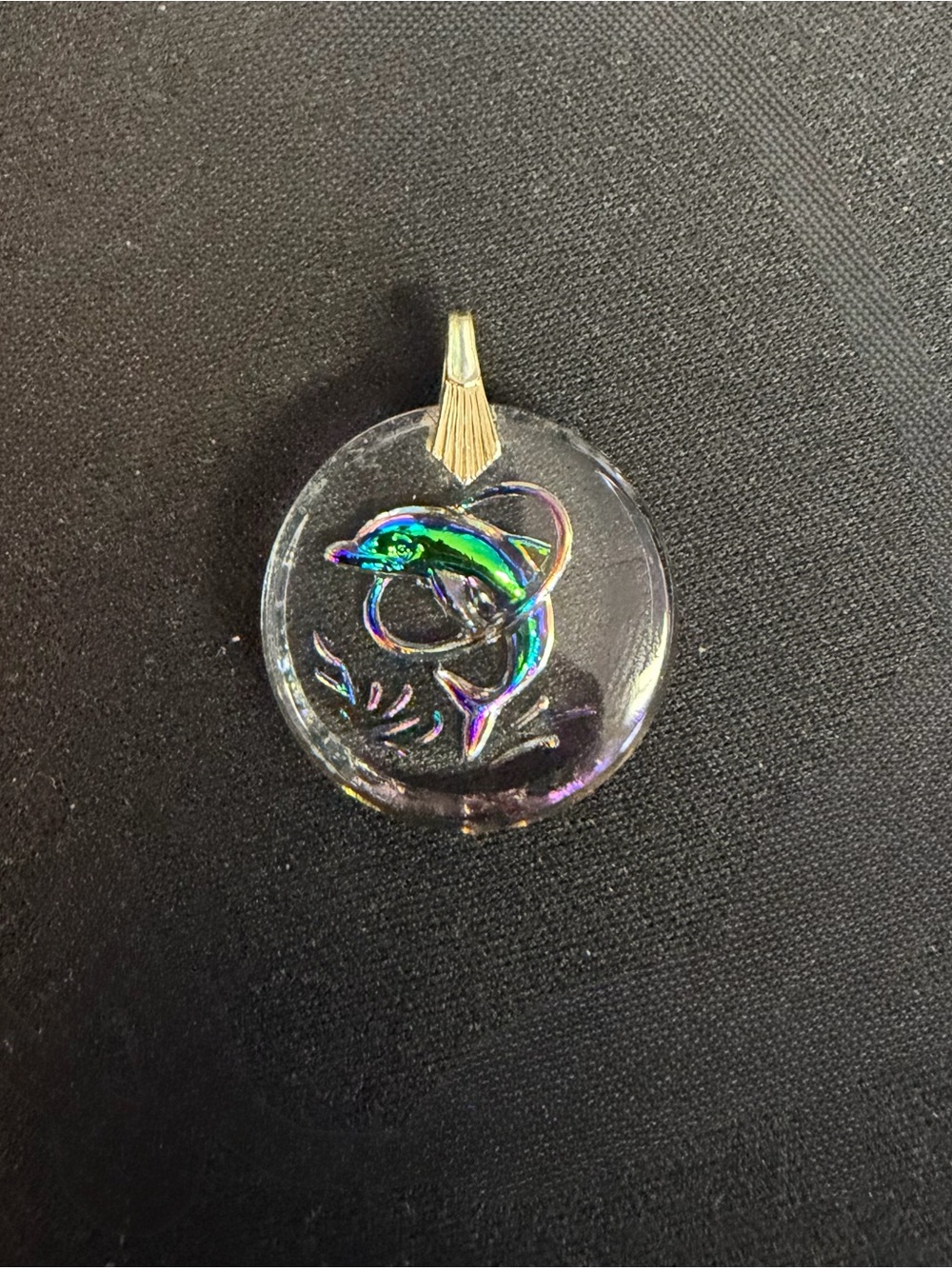 Iridescent Dolphin Glass Pendant Charm Ocean Jewelry